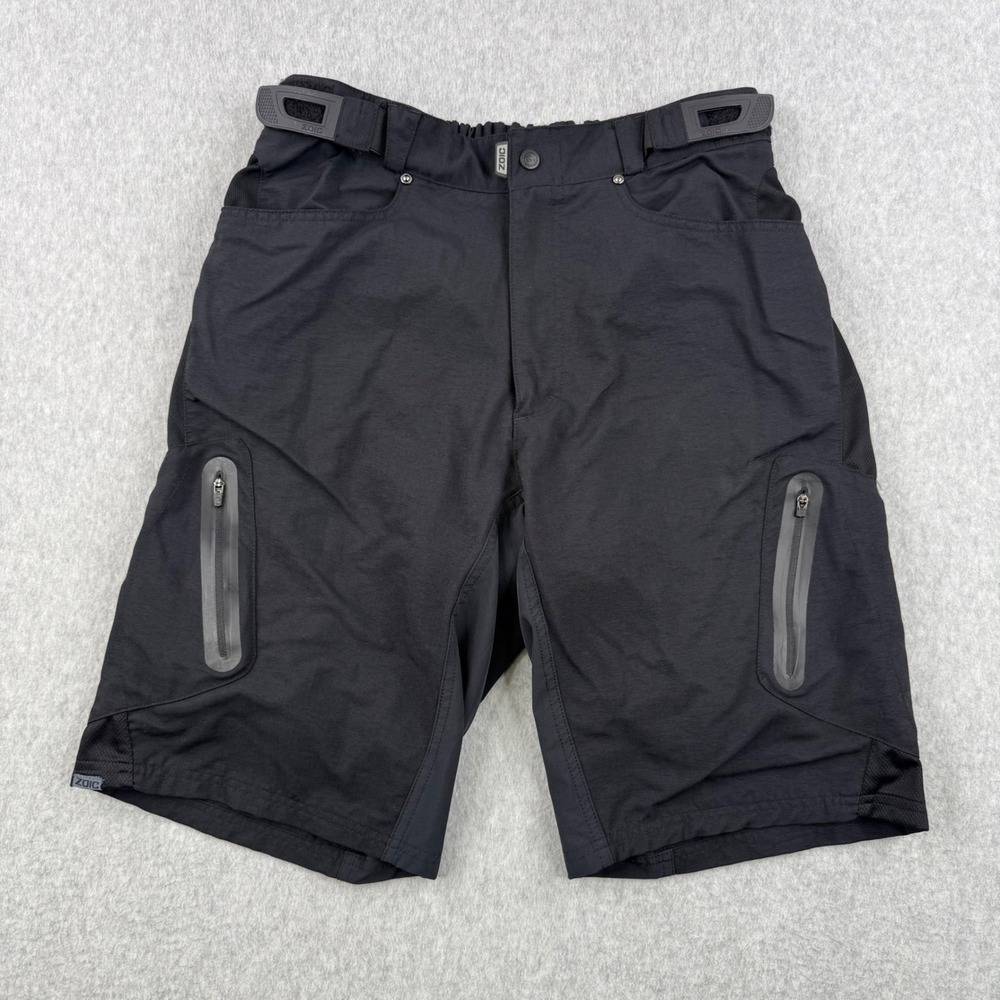 Zoic Shorts Mens Large Black Cargo Padded Liner Mountain Bike MTB Cycling 11"